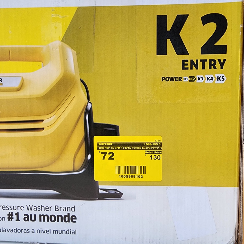 1600 PSI 1.35 GPM K 2 Entry Portable Electric Power Pressure Washer with Vario (1.599-153.0) 1600 PSI 1.35 GPM K 2 Entry Portable Electric Power Pressure Washer with Vario (1.599-153.0)